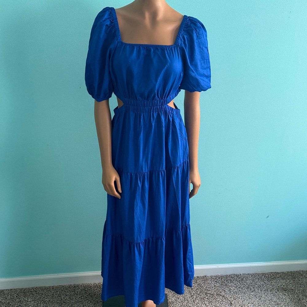 The Drop Elegant Blue Puff Sleeve Dress size M
